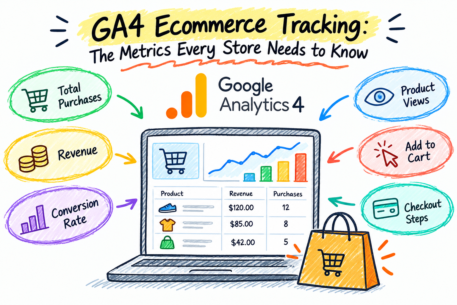 ga4-ecommerce-metrics-hand-drawn-infographic